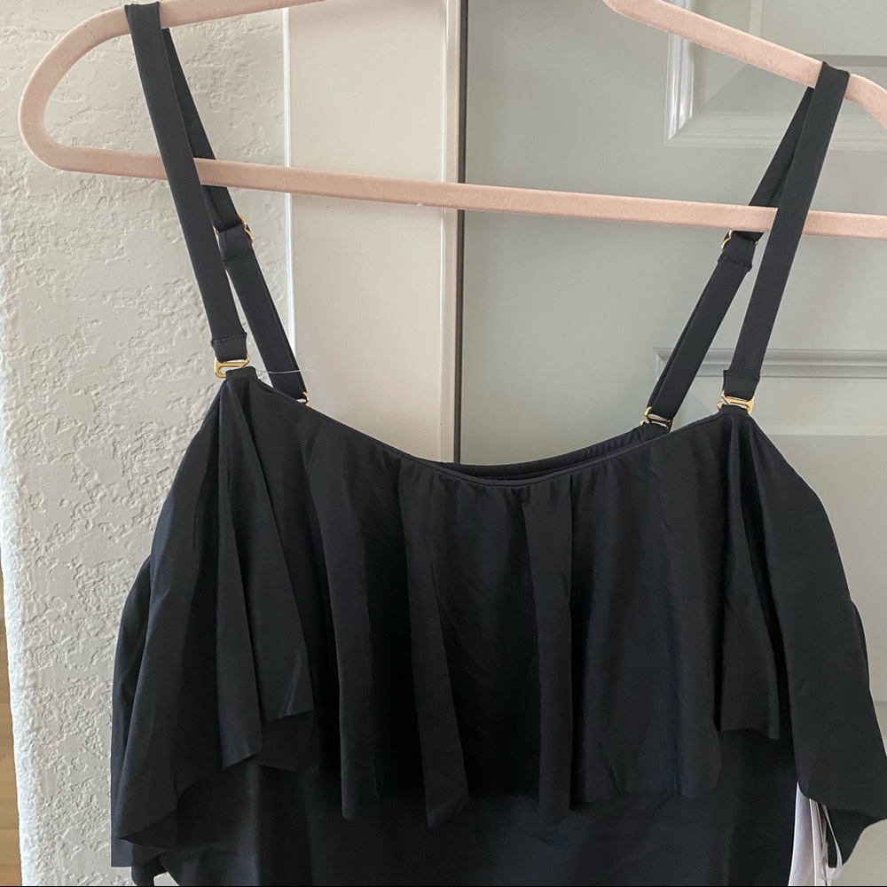 NWT La Blanca Island Goddess Ruffle Off Shoulder One Piece Swimsuit Plus Size - Picture 8 of 8